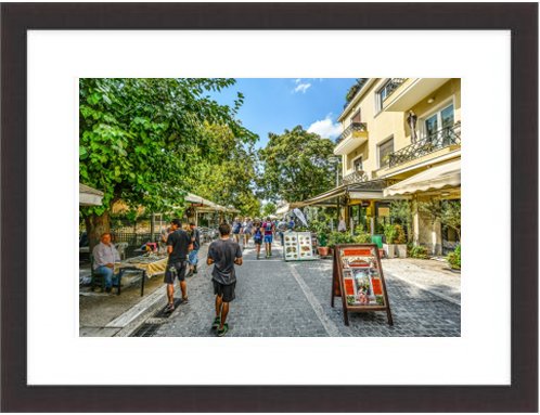 Athens Street Cafe Framed Print